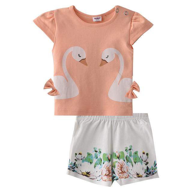 Smart Baby - 2pc-Set - Cap Sleeve T-Shirt w/ Bermuda Shorts - Peach