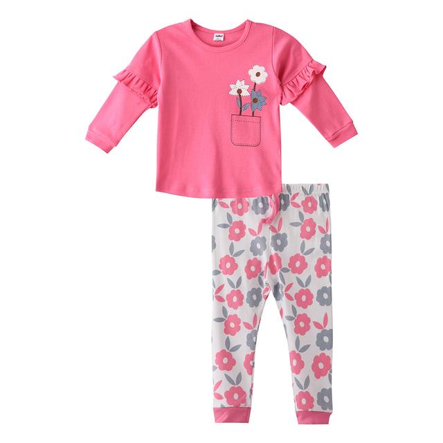 Smart Baby - 2pc-Set - Baby Girl Full Sleeve T-Shirt And Pants - Pink