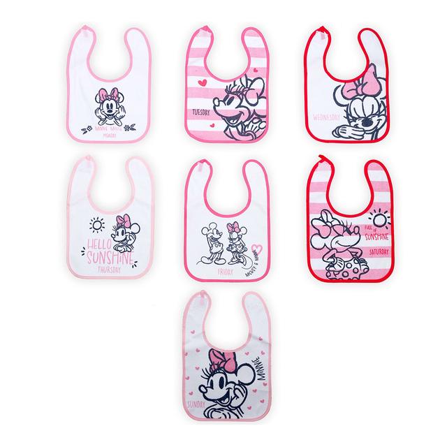 Disney - Baby Girl Disney Character Bibs - 7Pcs - Pink/White