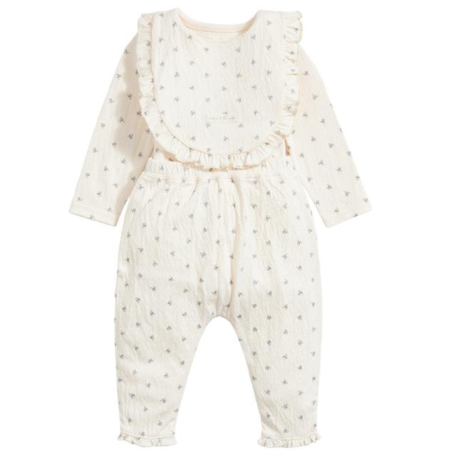 Mamas & Papas - 3pc-Set - Ditsy Print Newborn Outfit Set - White