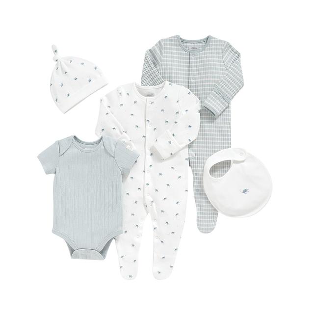 Mamas & Papas - 5pc-Set - Turtle Print Outfit Set - Green/White