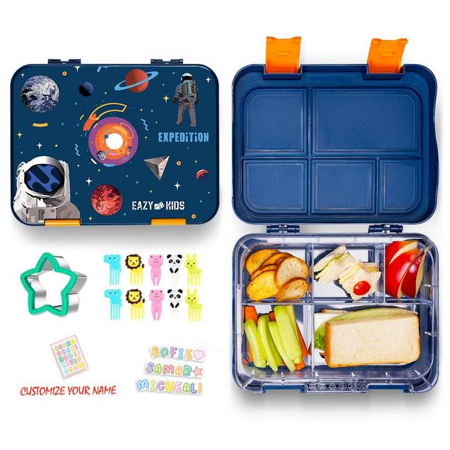 Eazy Kids - Bento Lunch Box w/ Sandwich Cutter Set - Expedition Space