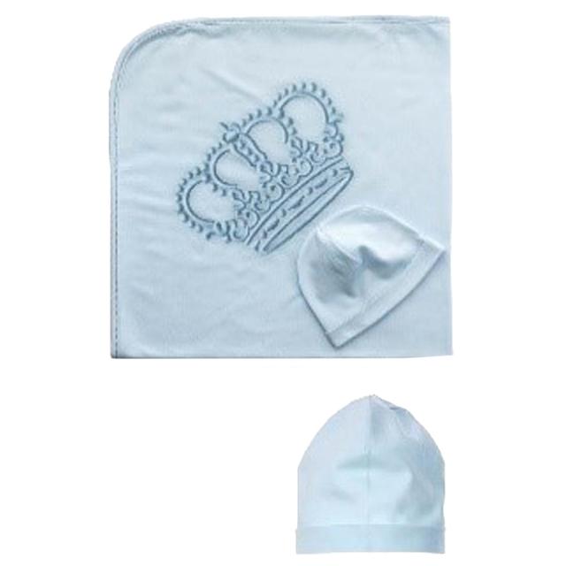 Sofija - 2pc-Set - Henry Royal Newborn Swaddle & Hat Set - Blue