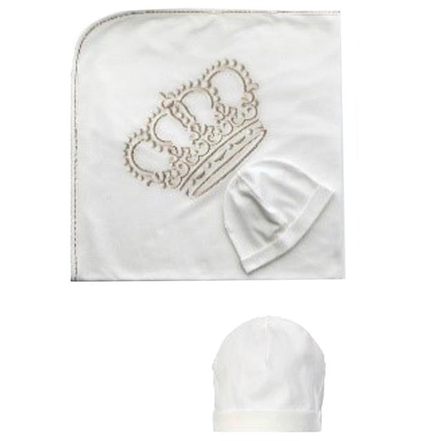 Sofija - 2pc-Set - Henry Royal Newborn Swaddle & Hat Set - Ivory