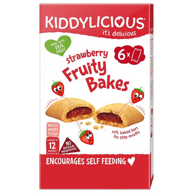 Kiddylicious - Strawberry Fruity Bakes - Pack of 6 Bars