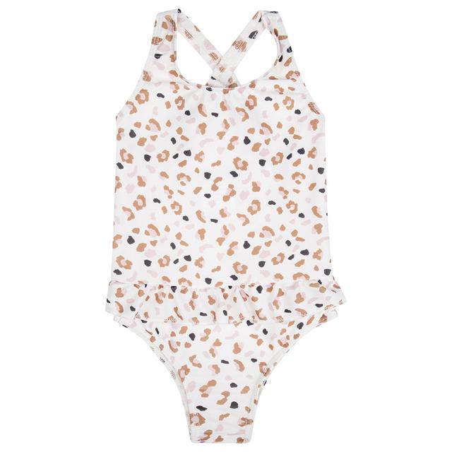 Swim Essentials - Kaki Leopard All Over Girls Bathing Suit - Off-White