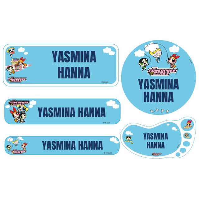 Essmak - Personalised Powerpuff Labels - Blue - 74pcs