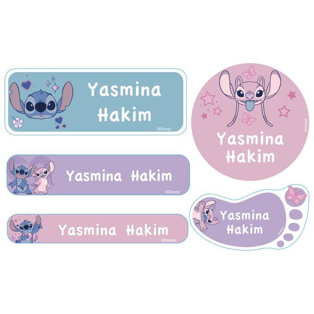 Essmak - Personalised Disney Stitch Labels - Pink/Purple - 74pcs