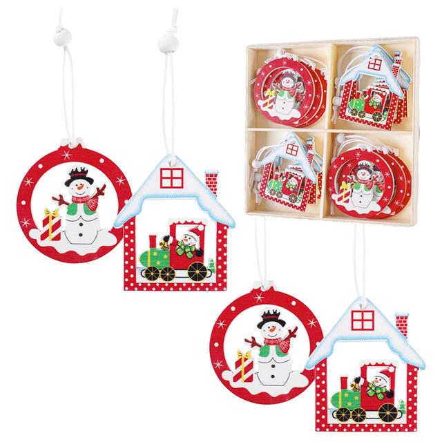 Highland - Christmas Tree Hanging Wooden Ornaments - 12pcs