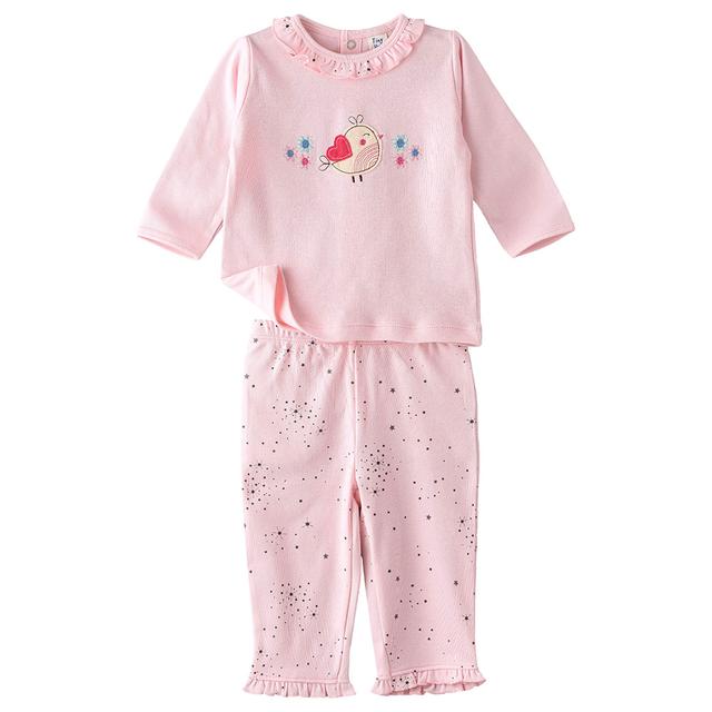 Tiny Hug - 2pc-Set - Long Sleeve Cotton Pajama Suit - Pink