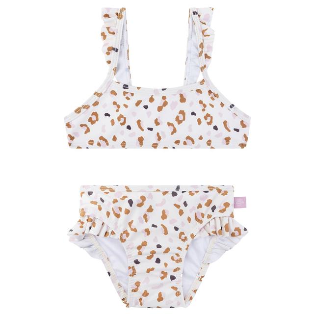 Swim Essentials - 2Pc-Set - Kaki Leopard All Over Girls Bikini - Off-White