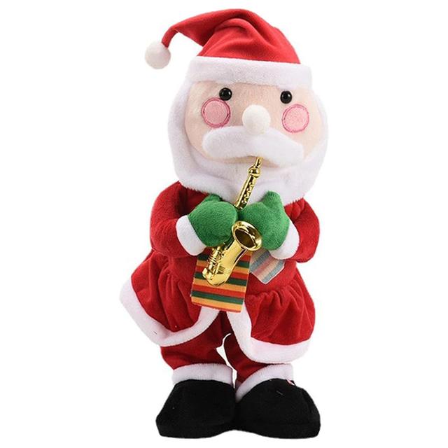 Brain Giggles - Musical Santa Decoration Doll w/ Saxophone - Red/White