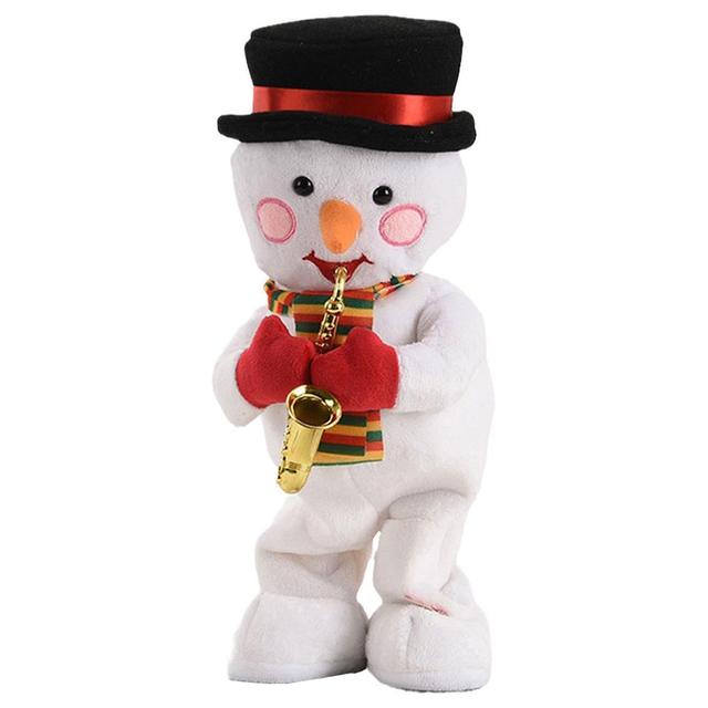 Brain Giggles - Musical Snowman Decoration Doll w/ Saxophone - White/Black