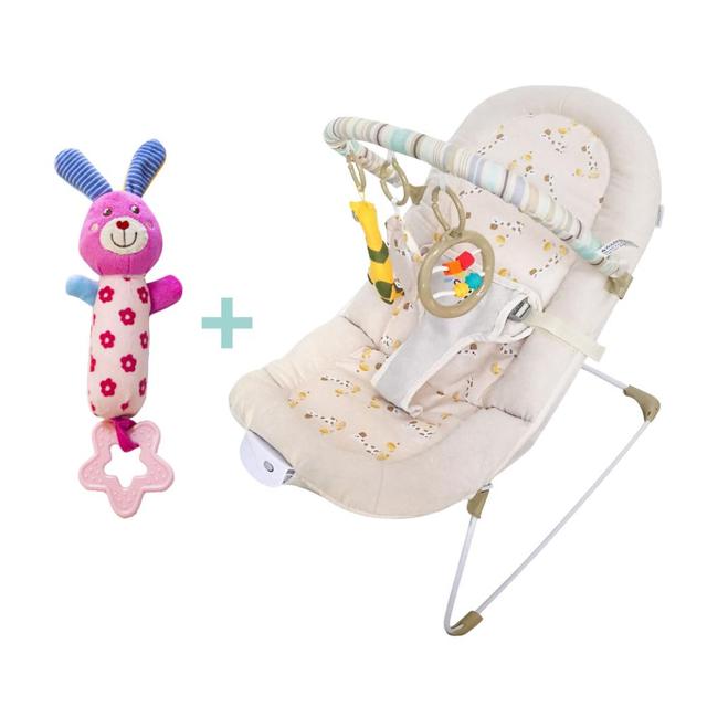 Moon - Hop-Hop Bouncer & Soft Bunny Rattle Toy