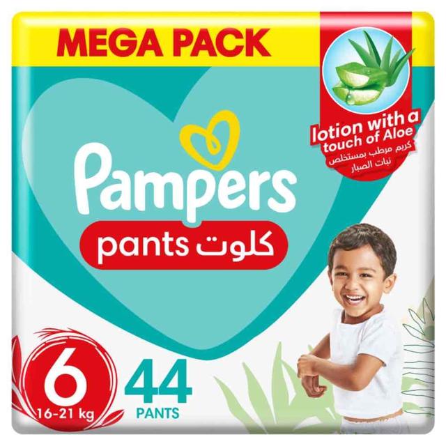 Pampers - Baby-Dry Pants Diapers with Aloe Vera Lotion, 360 Fit, Size 6, 16-21kg, Mega Pack, 44 Count