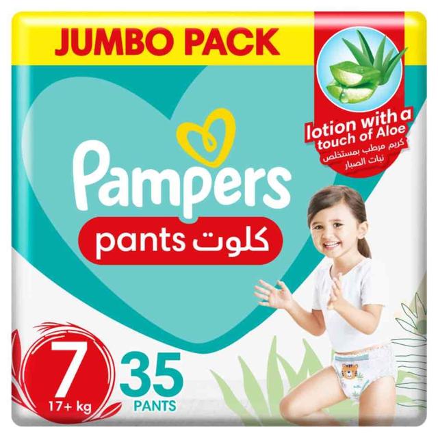 Pampers - Baby-Dry Pants Diapers with Aloe Vera Lotion, 360 Fit, Size 7, 17+kg, Mega Pack, 35 Count