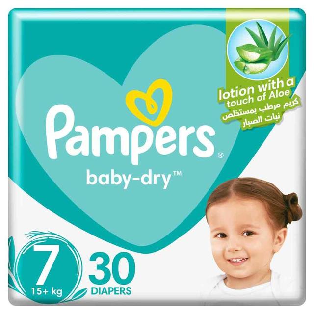 Pampers - Baby-Dry Taped Diapers - Size 7, 15+kg, 30 Count