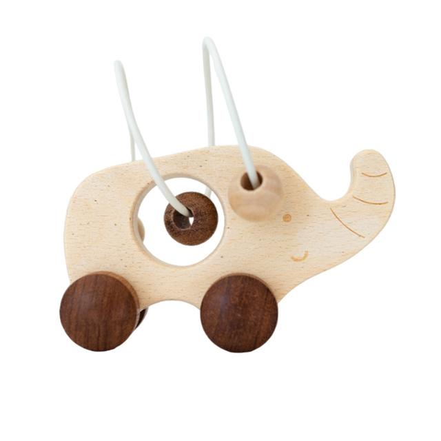 The Rolling Cart - Elephant Shaped Wooden Rattle