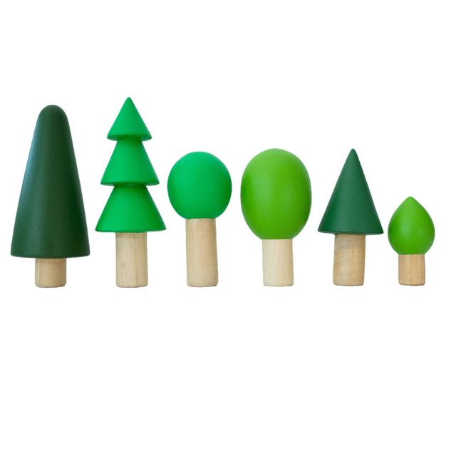 Birch and Bug - Evergreen Wooden Forest Trees - 6pcs