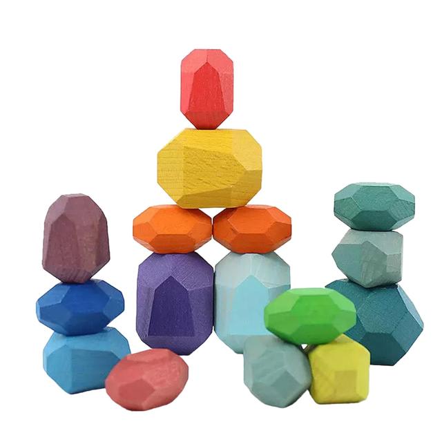 The Rolling Cart - Wooden Stacking Stones Set - 16pcs