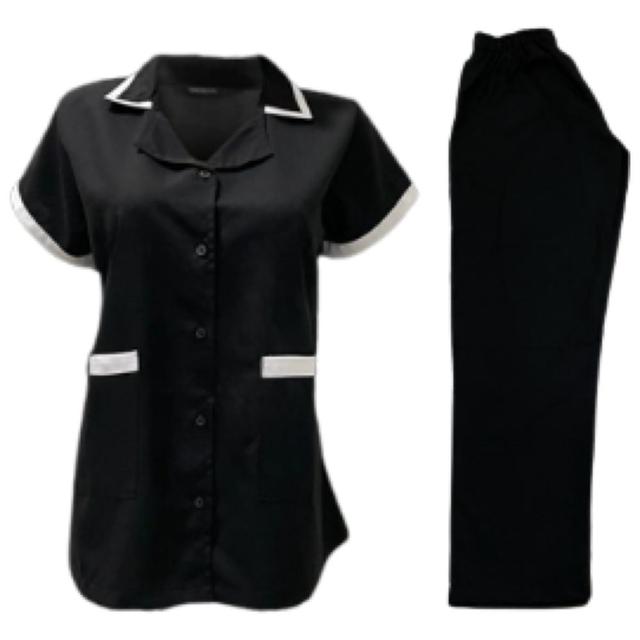 Veronica - 2pc-Set - Ladies Housekeeper Scrub Set - Black