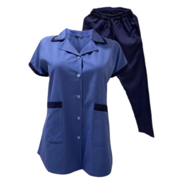 Veronica - 2pc-Set - Ladies Housekeeper Scrub Set - Blue/Navy