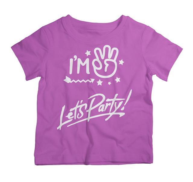 Twinkle Hands - Birthday TShirt I am Three Lets Party-Purple