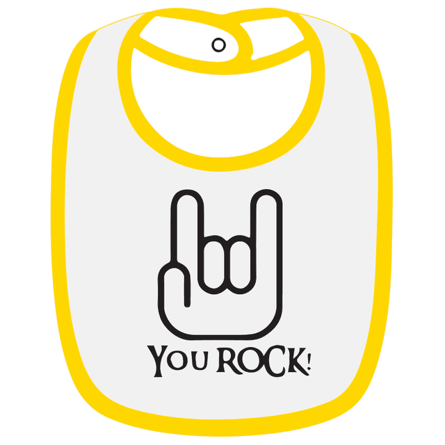 Twinkle Hands You Rock Baby Bib, White