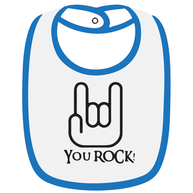 Twinkle Hands You Rock Baby Bib, White/Blue