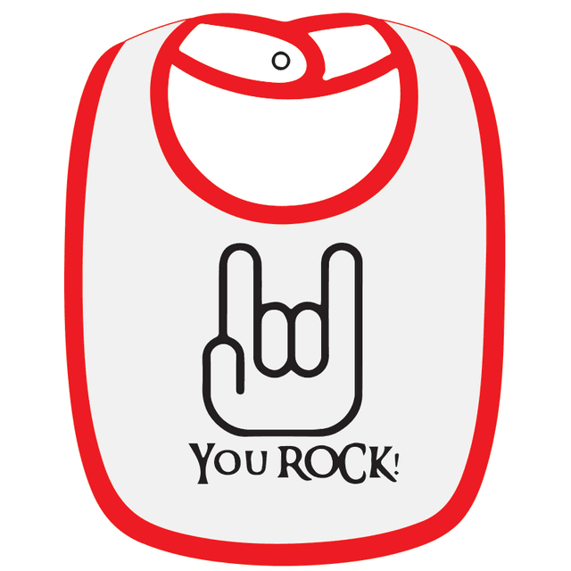 Twinkle Hands You Rock Baby Bib, White/Red