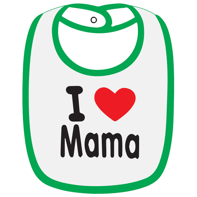 Twinkle Hands I love Mama Baby Bib, White/Green