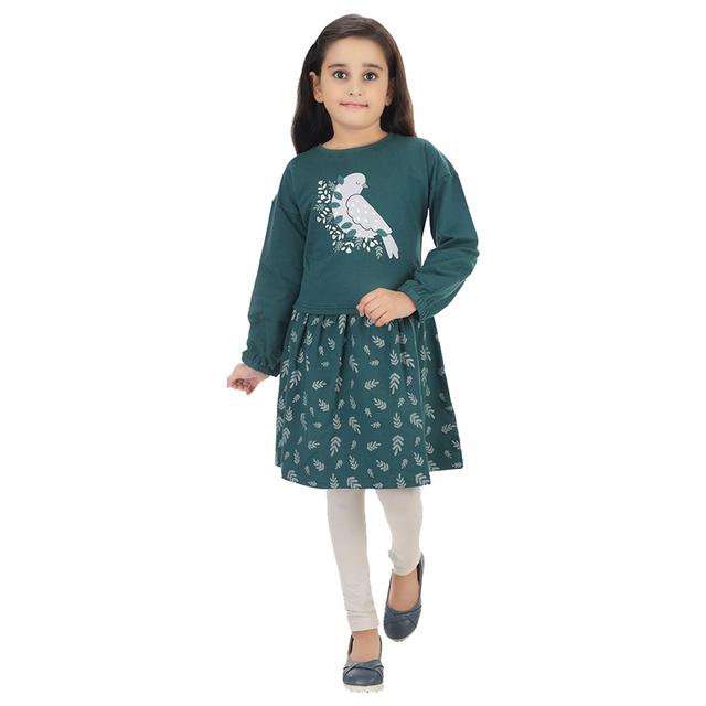 Genius - 2pc-Set - Girl Tunic Top And Leggings - Dark Green/Grey