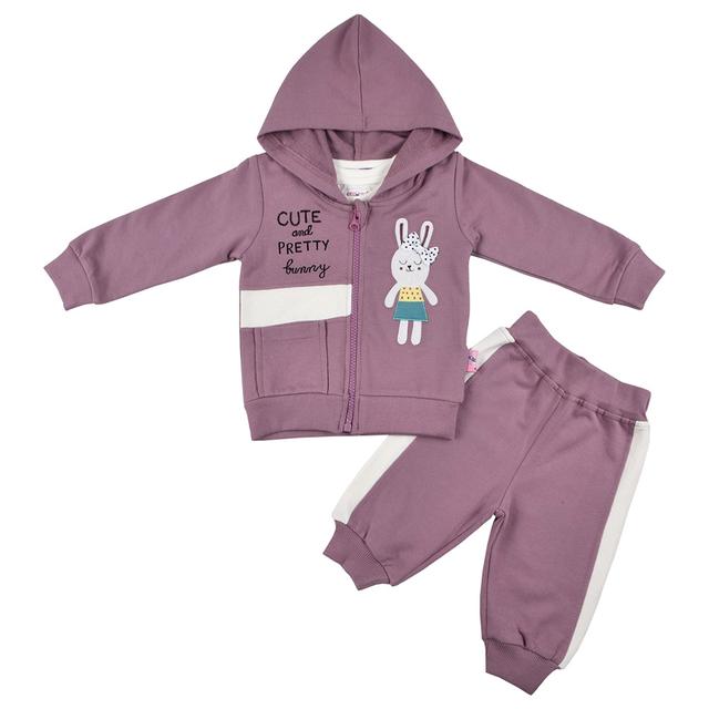 Smart Baby - 3pc-Set - Baby Girl T-Shirt, Jacket And Joggers - Purple