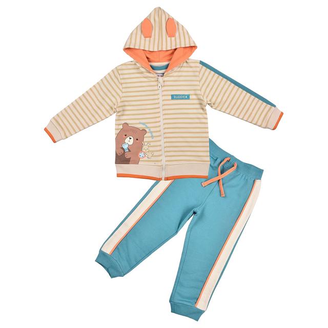 Smart Baby - 3pc-Set - Baby Boy T-Shirt, Jacket And Joggers - Cream