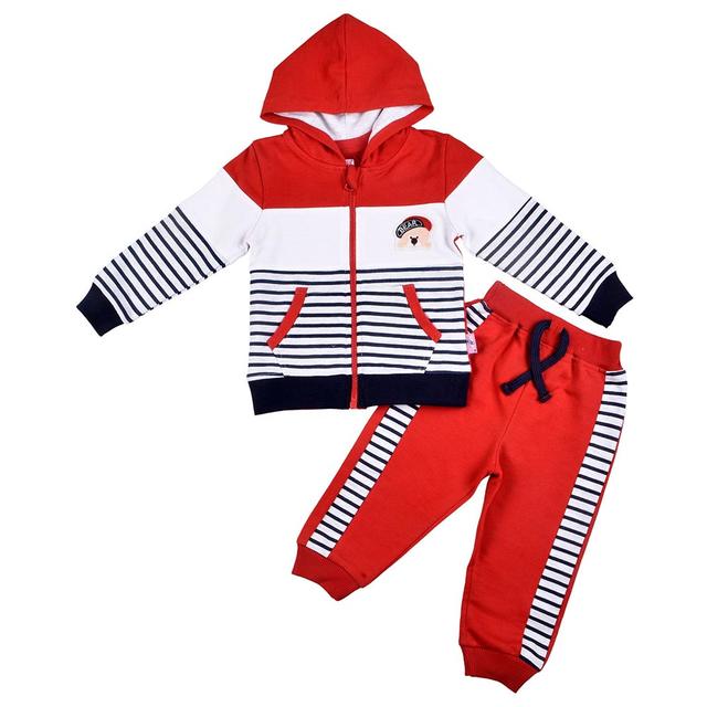 Smart Baby - 3pc-Set - Baby Boy T-Shirt, Jacket And Joggers - Red