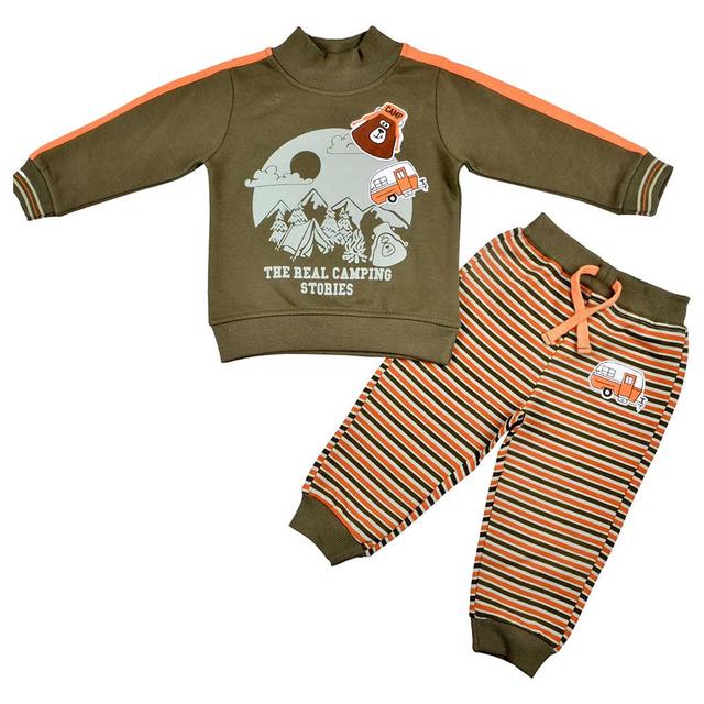 Smart Baby - 2pc-Set - Baby Boy Sweatshirt And Joggers - Green/Orange