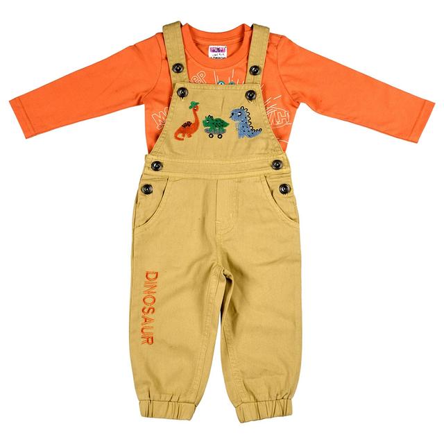 Smart Baby - 2pc-Set - Baby Boy T-Shirt And Dungaree - Yellow