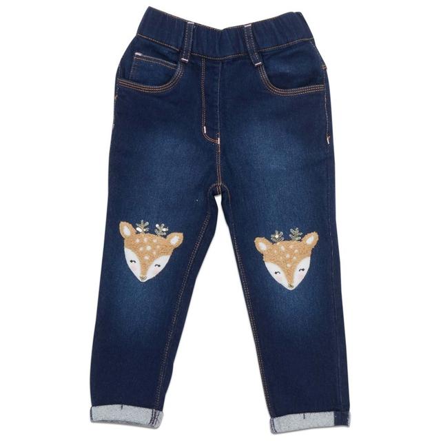 Little Kangaroos - Girl's Faded Jeans - Navy Blue