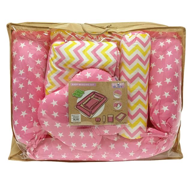 Smart Baby - Baby Girl Star Print Bedding Set - Pink - 4pcs