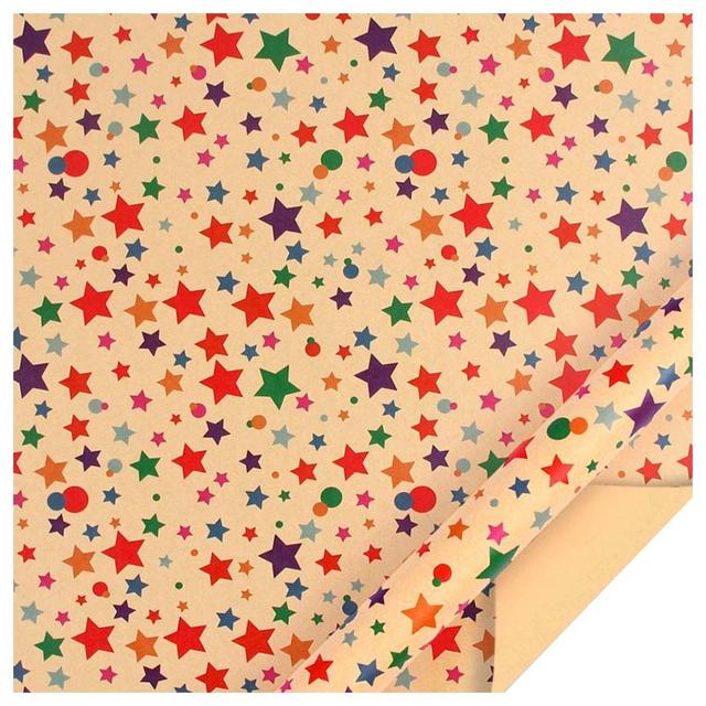 Long Sun - Birthday Star Printed Kraft Wrapping Paper - 6pcs