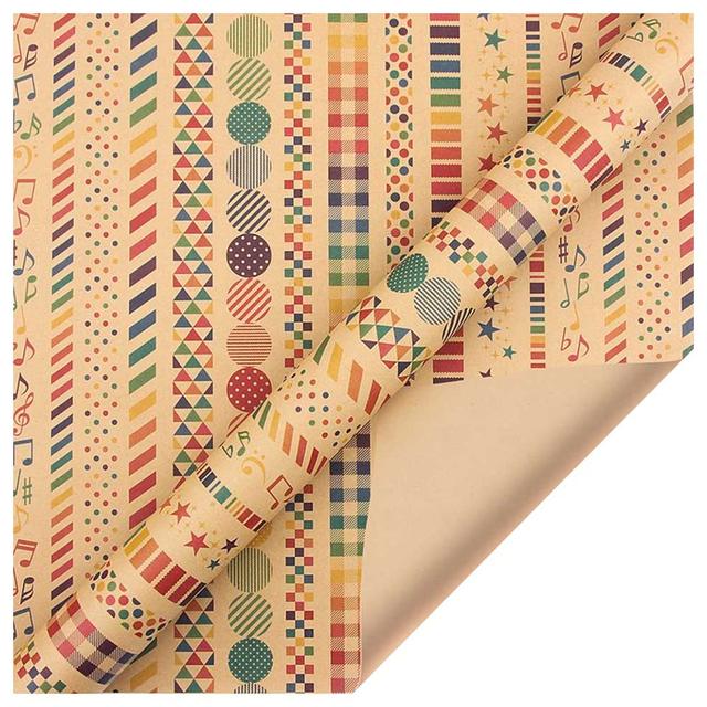 Long Sun - Birthday Pattern Printed Kraft Wrapping Paper - 6pcs