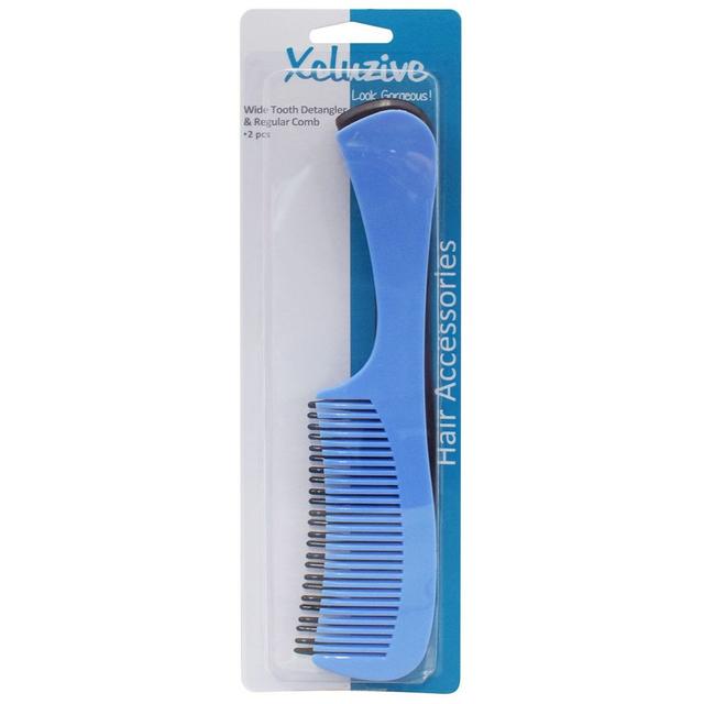 Xcluzive - Wide Tooth Detangler & Regular Combs - 2pcs