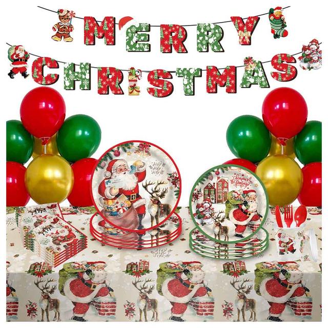 Highland - Christmas Themed Disposable Tableware Set - 125pcs