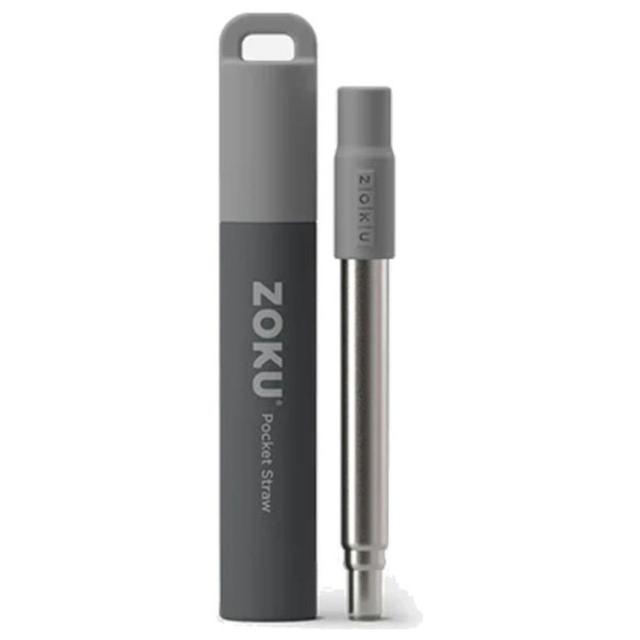 Zoku - Two Tone Reusable Pocket Straw - 3pc-Set - Grey