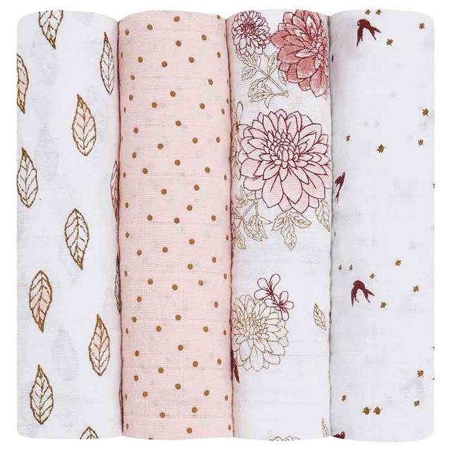 Aden + Anais - Cotton Muslin Large Swaddles - Pack of 4 - Dahlias