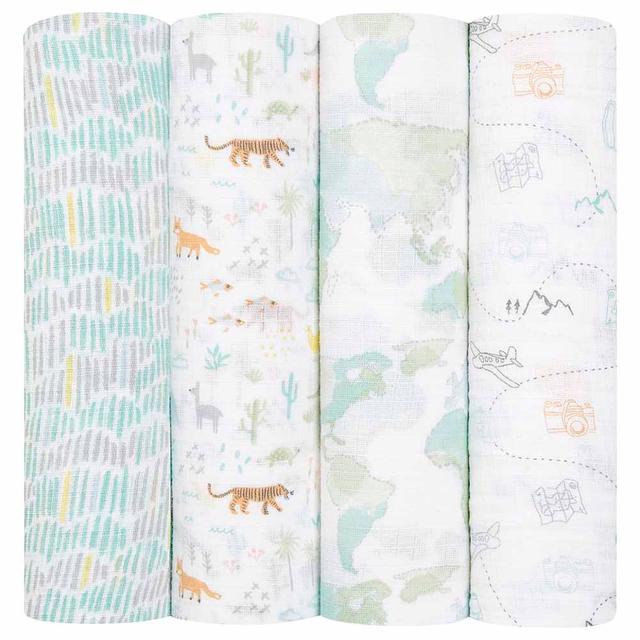 Aden + Anais - Muslin Swaddle Blanket - Pack of 4 - Voyager