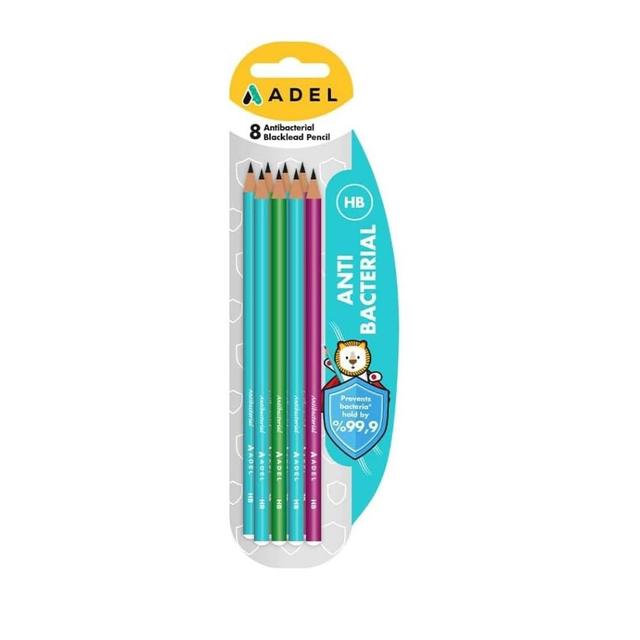 Adel - Antibacterial Pencil Blister Pack - 8pcs  (Pencil colors may vary)