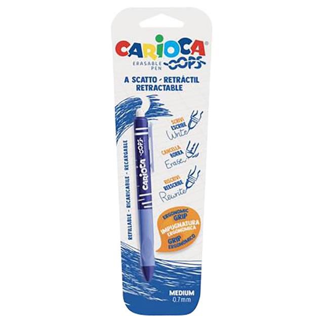 Carioca - Oops Retractable Blister Erasable Pen - Blue