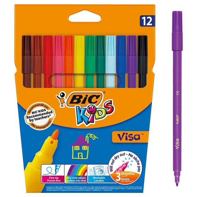 Bic - Kids Visa Felt Tip Color Pens - 12pcs