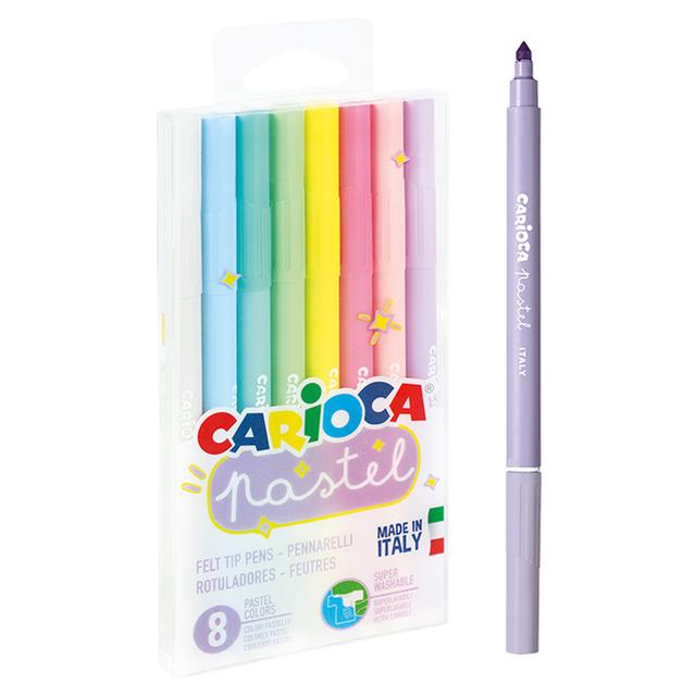 Carioca - Pastel Plastic Box Felt Tip Pens - 8pcs